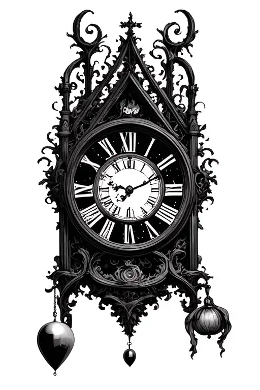 Gothic Clock With Pendulum Clock