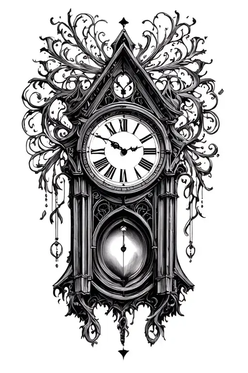 Gothic Clock With Pendulum Clock