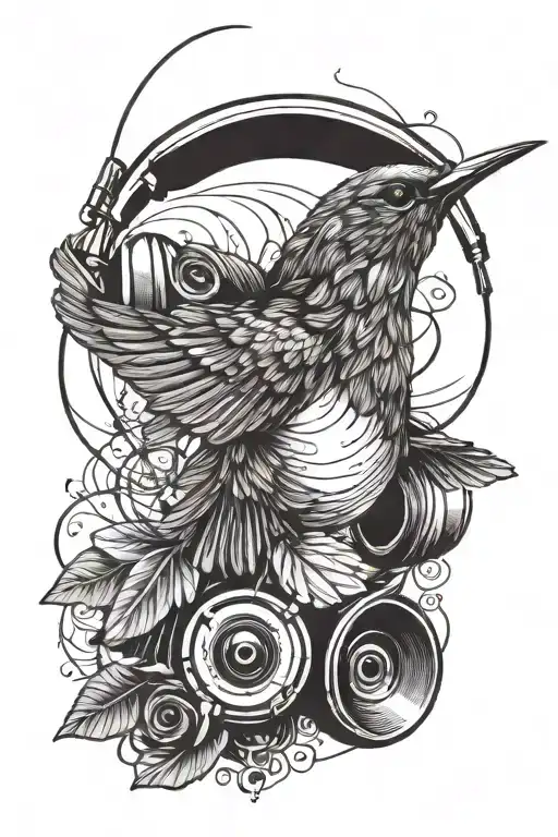 Colibri Flying Bird With Headphones