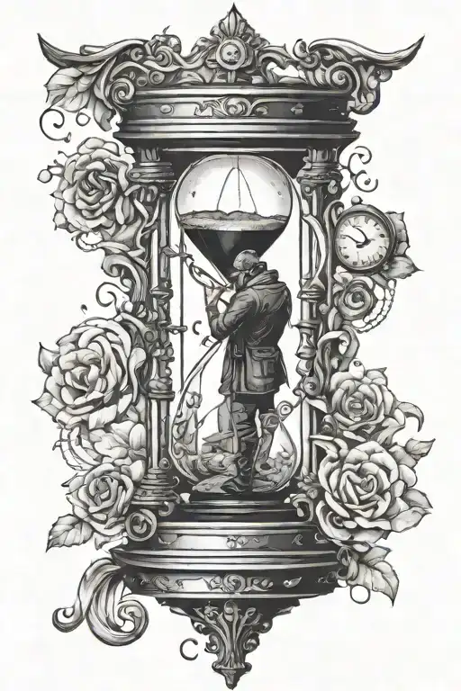 Man Controlling The Passage Of Time In An Hourglass