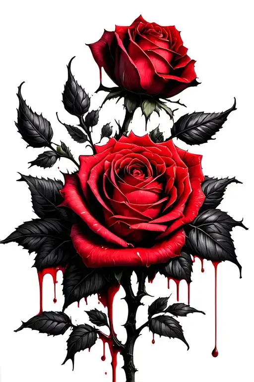 Roses Thorns Blood Dripping