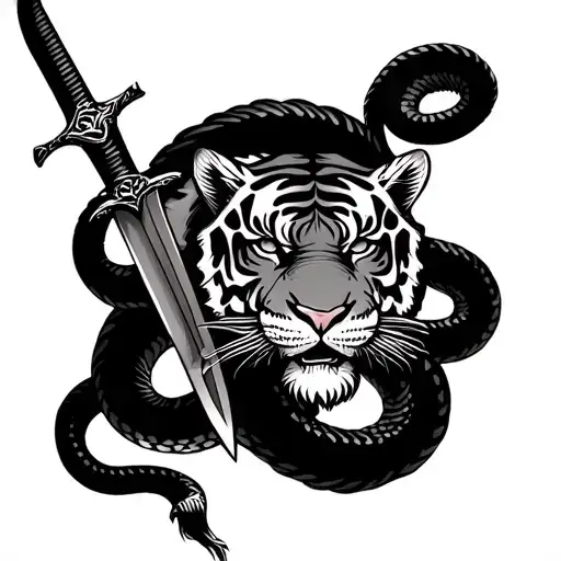 The Snake Wraps The Tiger With The Sword