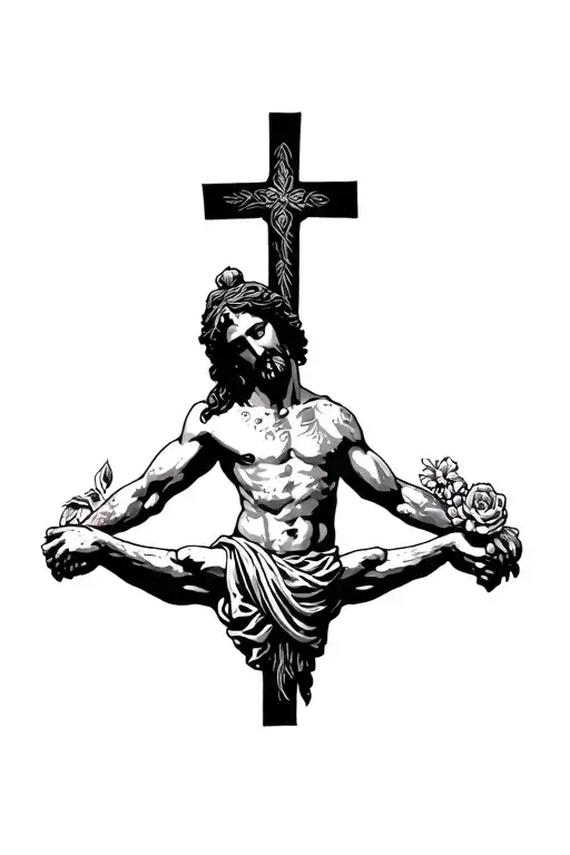 Cross And Jesus Holding