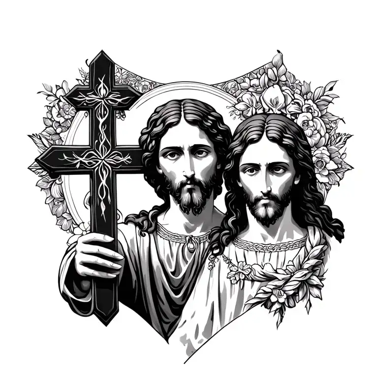 Cross And Jesus Holding