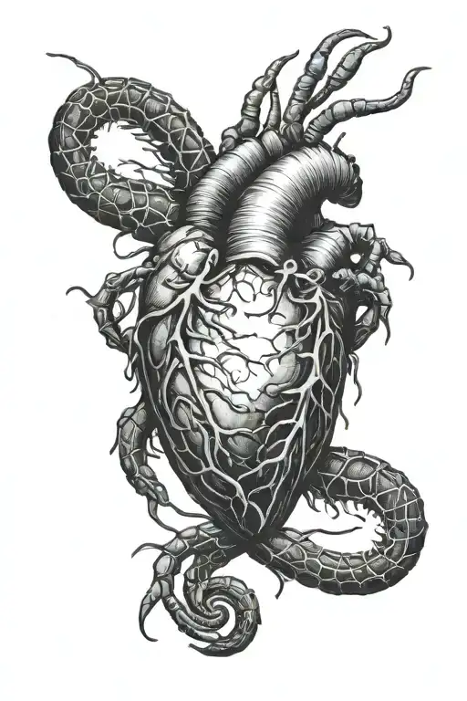 A Long Scolopendra Wraps Around An Anatomical Human Heart