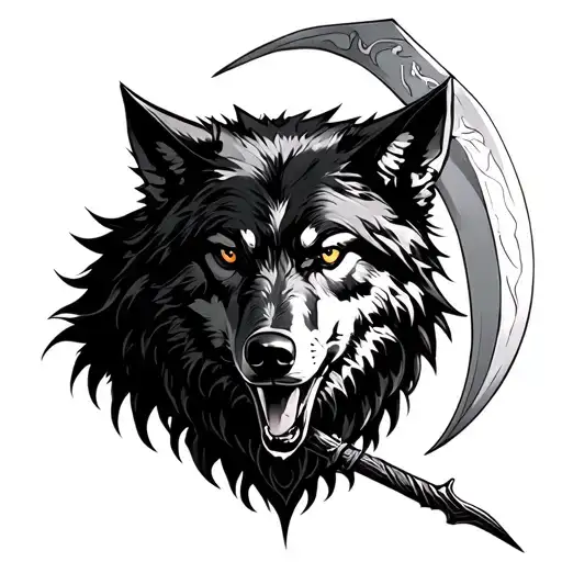 Black Wolf With A Scythe