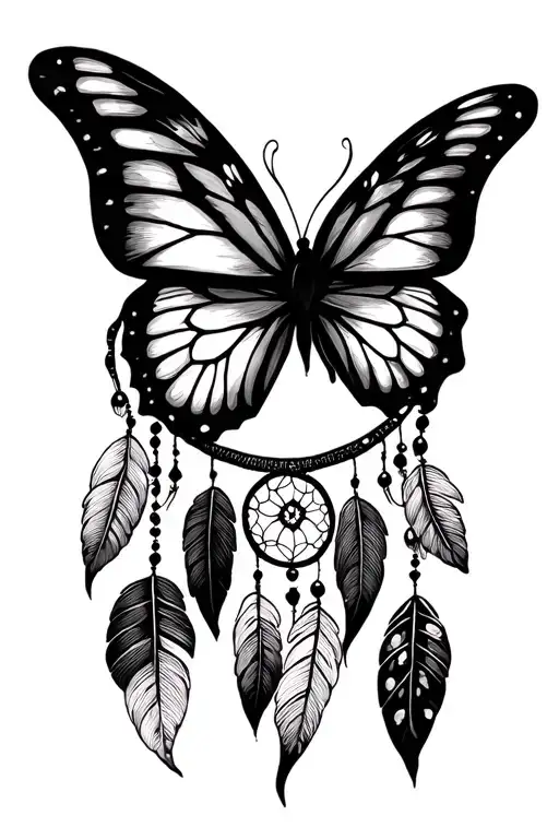 Butterfly And Dream Catcher