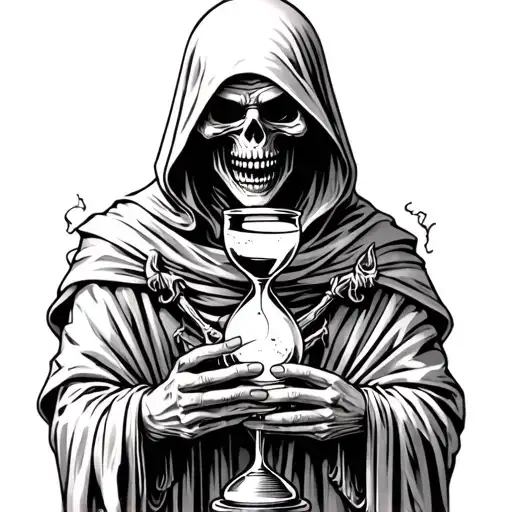 Grim Reaper Holding Hourglass