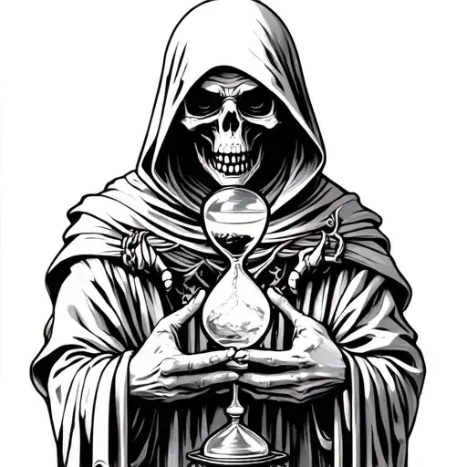 Grim Reaper Holding Hourglass
