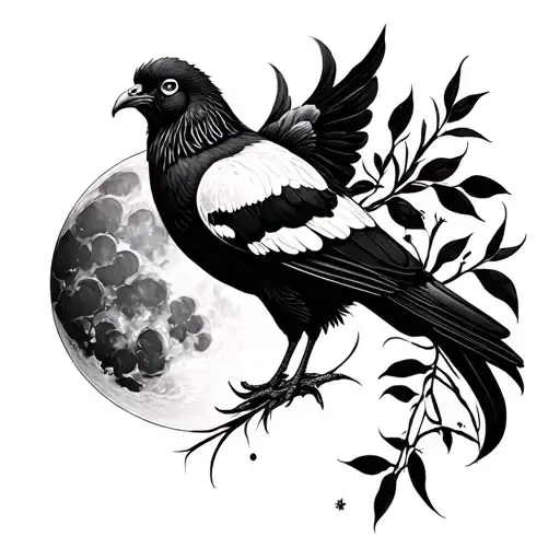 Moon And White Pegion