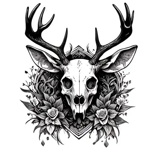 Skull With Deer Skull