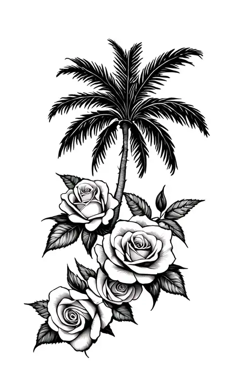 Palm Tree With Roses