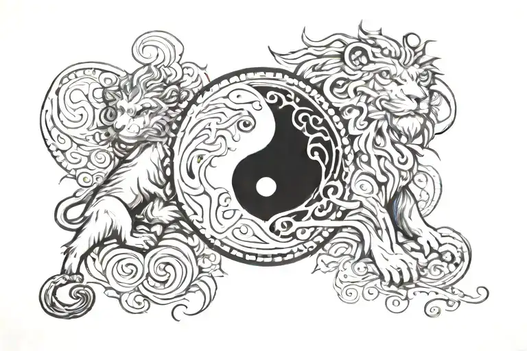 Monkey And Lion Yin-yang