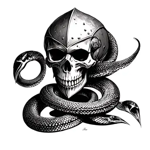 Knight Skull And Snake