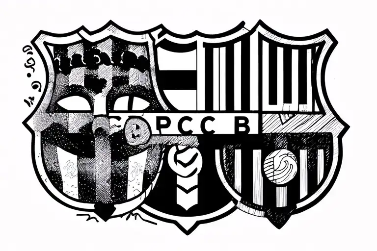 Tattoo With Masks And C Barcelona Logo
