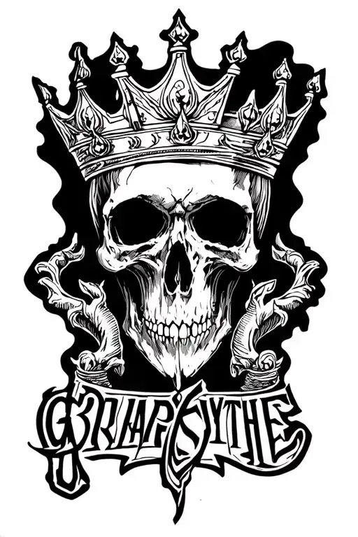 Grim Reap Sythe With The Words G59 Logo And Crown