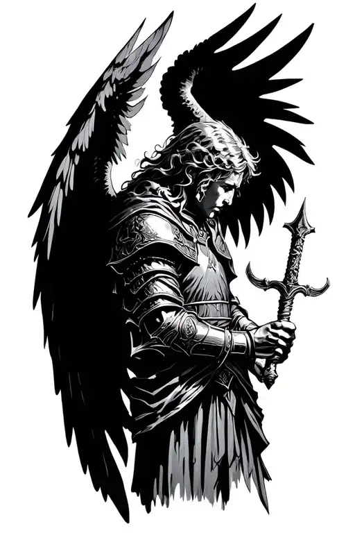 Angel Knight Holding A Dagger The Dagger