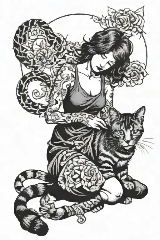 A Woman And A Cat