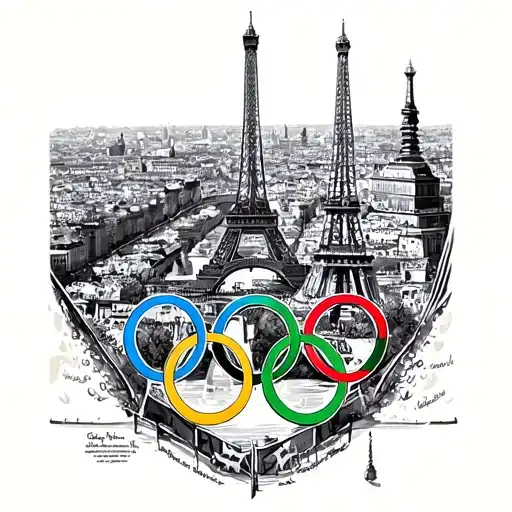 Olympic Rings Intertwined With Iconic Paris Landmarks