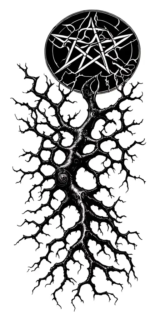 Gothic Neuron Pentagram Los Angeles Logo