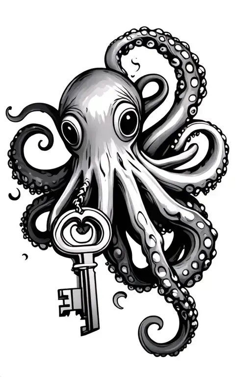 Octopus Holding A Key