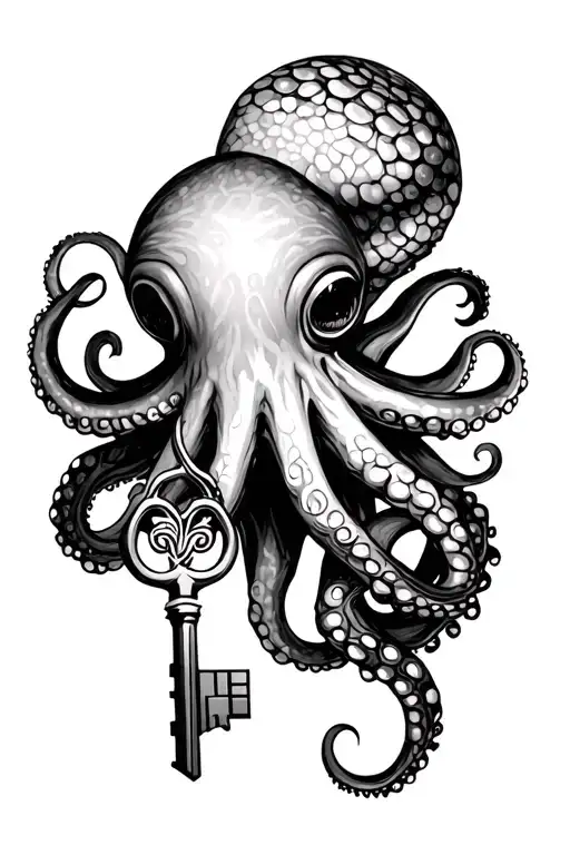 Octopus Holding A Key