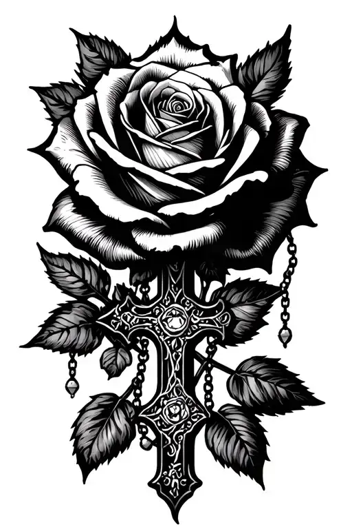 Rosary Cross Rose