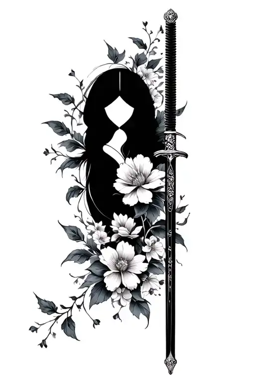Katana And Flowers