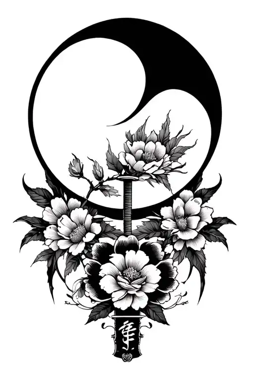 Katana And Flowers