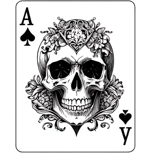Skull And Playing Cards Arranged