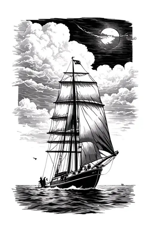 A Sailboat Leaving Harbor