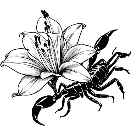 Flower Of Spider Lily And Scorpion Against The Background