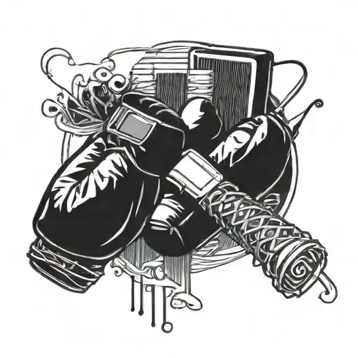Combine Elements Of Music And Boxing To Create A Dynamic Tattoo Design