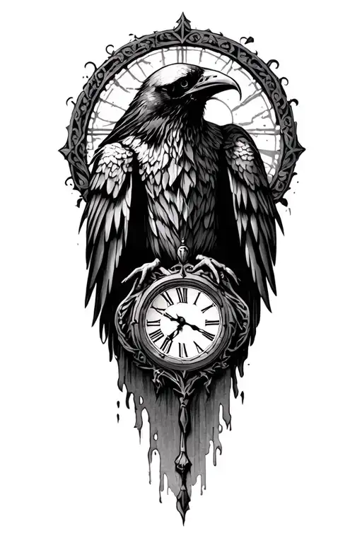 Raven Grim Reaper Clock Surrounded