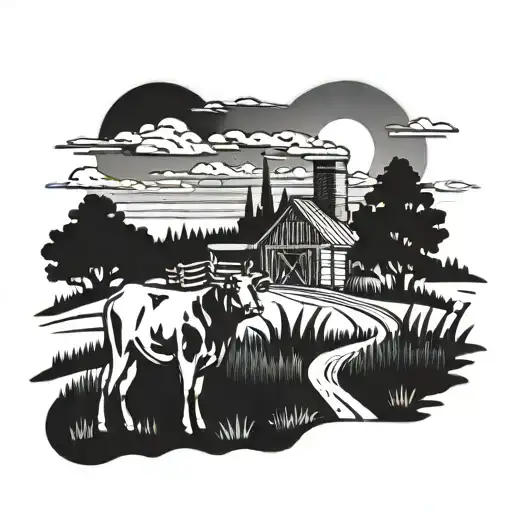 A Stylized Wildfire Scene With Farmyard