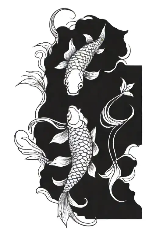 2 Koi Fish Swimming Gracefully