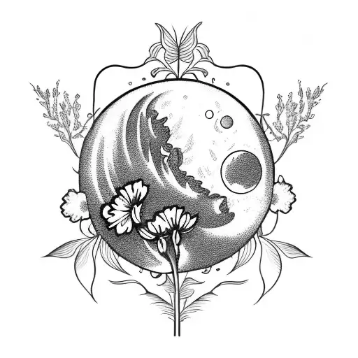 Moon With Carnation Flowers