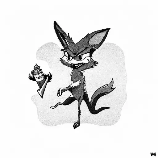 Wile Coyote Holding A Mini Draco