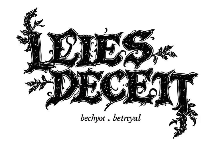 Tattoo With The Words Lies Deceit Betrayal Included