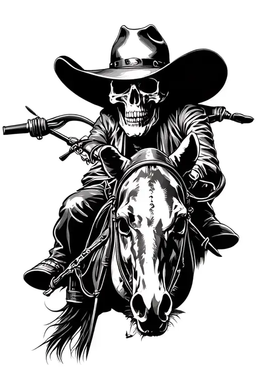 Dark Skull Of Cowboy Riding