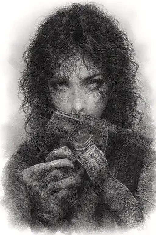 A Fierce Female Gangster Hustling Figure Counting Money