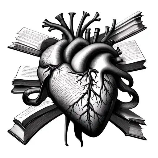 An Anatomical Heart Intertwined With A Pencil And Book Pages