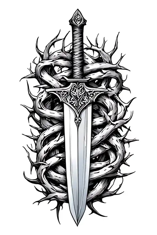 Sword Intertwined With Thorns Wrapping