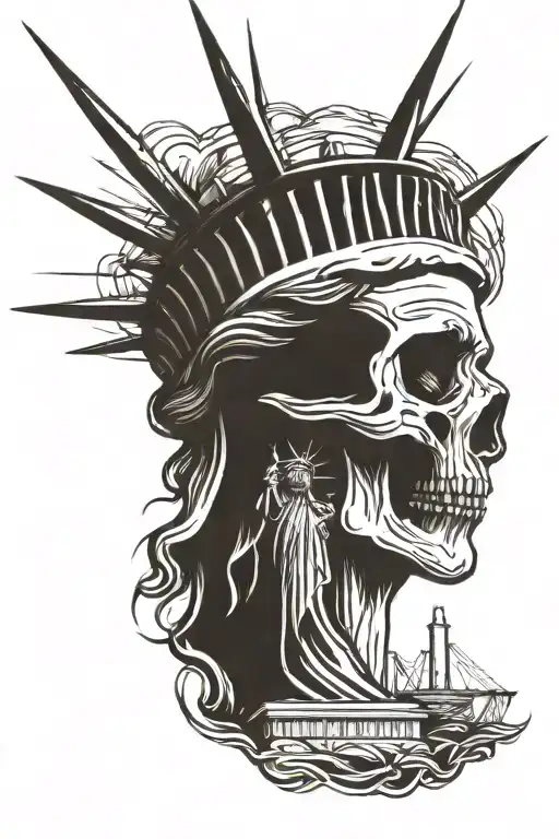 Skull And Statue Of Liberty