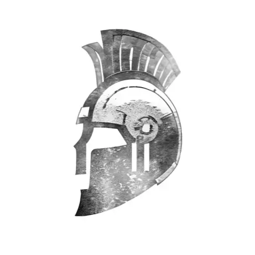 A Spartan Helmet With The Roman Number 5 Behind It