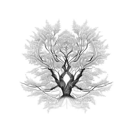 A Tree Of Life With Intricate Ribbons Intertwined