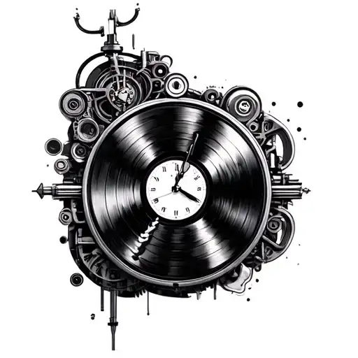 A Biomechanical Clock With Vinyl Records Integrated Into The Design