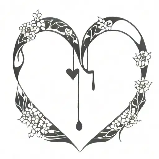 Heart Geometric Form Flowers Blood Dripping