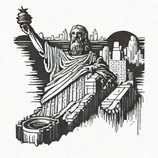 Incorporate The Rio Jesus Statue Into A City Skyline Tattoo Design