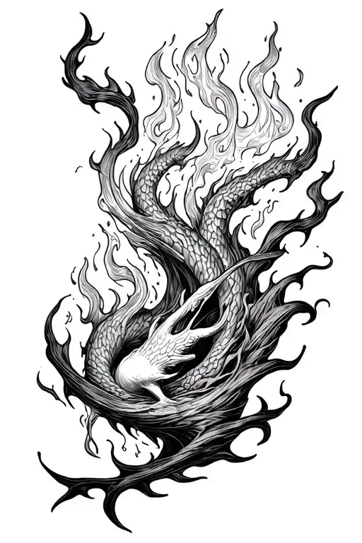 Gothic Style Flames With Damned Souls Swimming